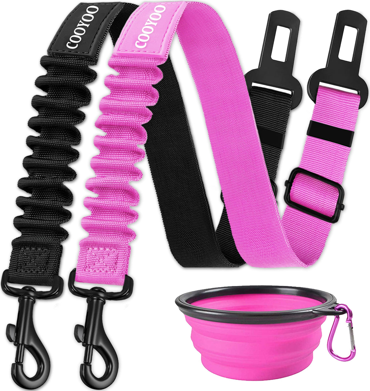 COOYOO Dog Seat Belt,3 Piece Set Retractable Car Harness Adjustable for...