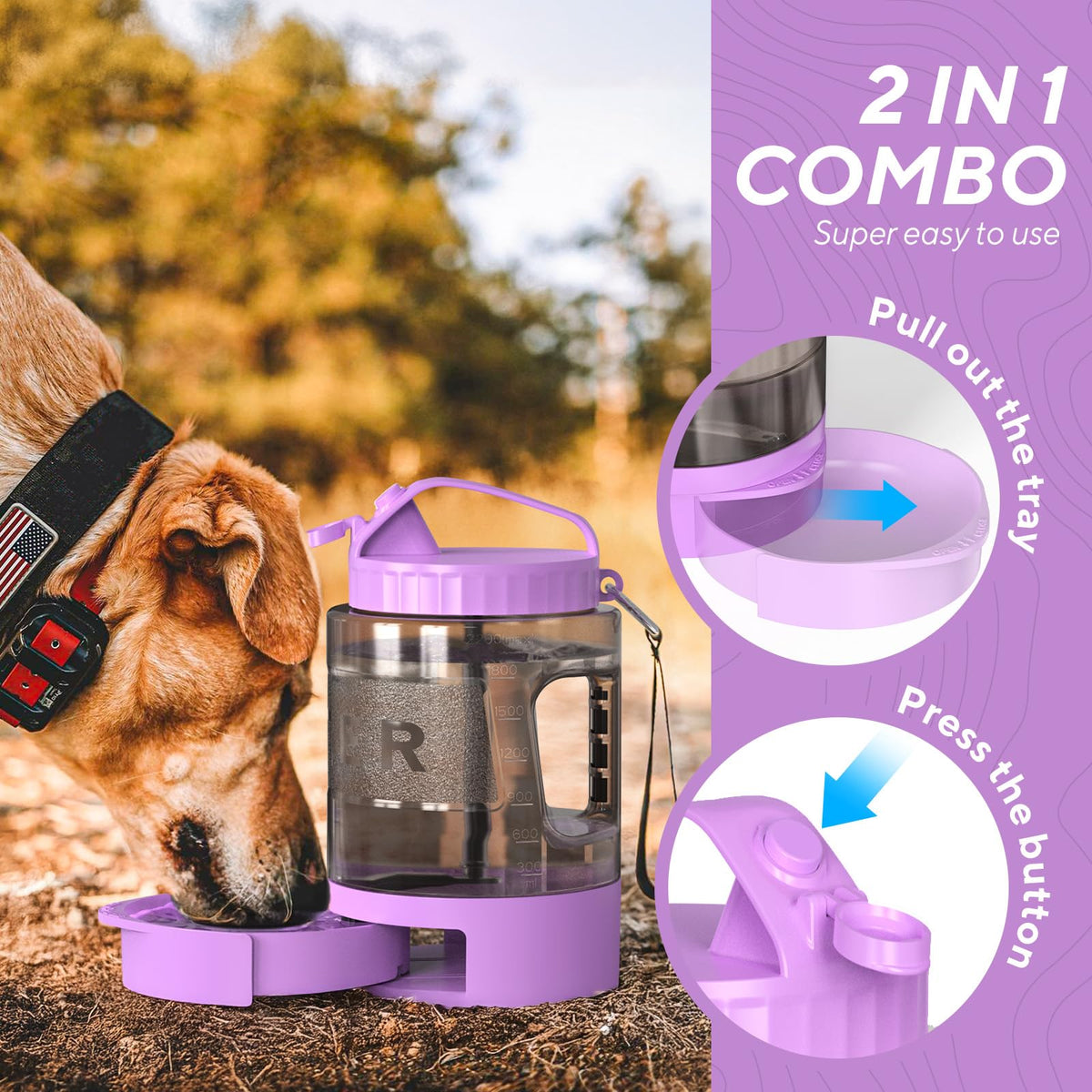 Large Portable Dog Water Bottle with Pull-Out Drinking Bowl