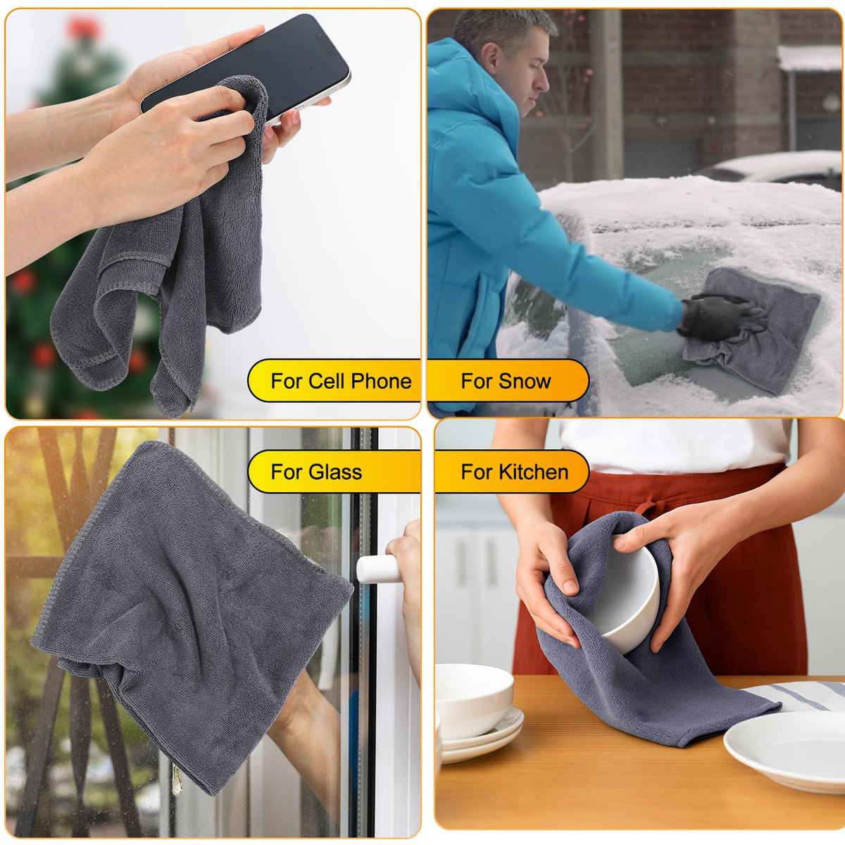 Nuenen Car Microfiber Clean Cloths, Purple, 16 x 16 Inch, 60 Pcs 16 x 16 inches