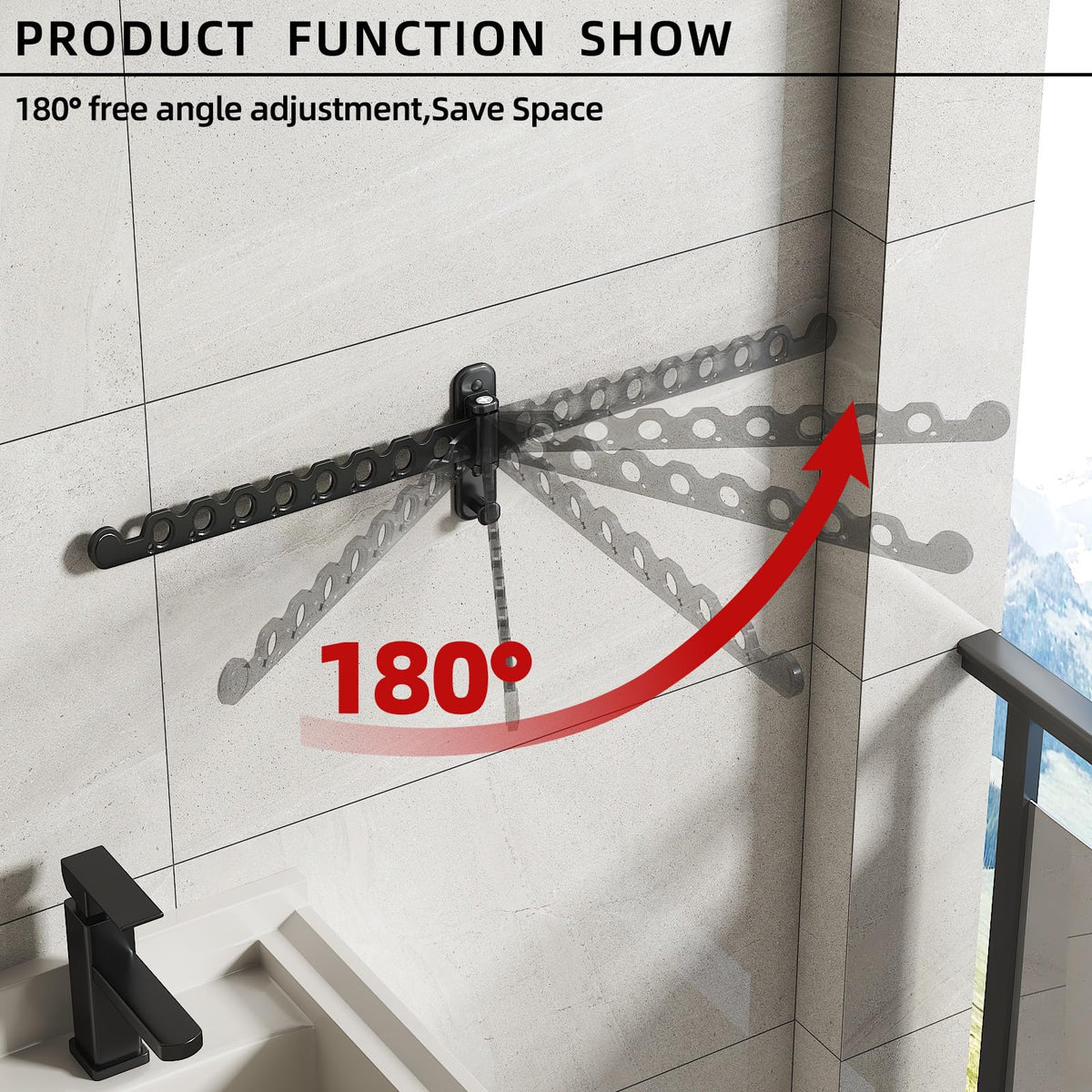 Wall Mounted Clothes Hanger Rack Foldable for Laundry Drying Rack Black Long 2P