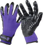 H HandsOn Pet Grooming Gloves - Patented #1 Ranked, Award Winning Shedding, Bathing, & Hair Remover Gloves - Gentle Brush for Cats, Dogs, and Horses (Mono Purple, Medium)