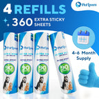 PetLovers Large Lint Roller with 3 Refills – 360 Total Sheets for Tackling Pet Hair, Extra Large Floor and Carpet Roller for Homes with Pets, Perfect for Floors, Furniture, and Loving Pet Owners 4 Pack Floor Roller