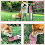 Portable Dog Water Bottle, 14 OZ Stainless Steel Pet Water Dispenser Button switch 14 OZ - Blue