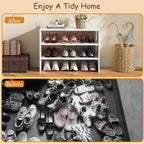 3-Tier Expandable White Shoe Rack Organizer for Closet, Stackable Shoe Racks Storage Shelf, Small Metal Wood Combination Shoe Shelves for Closets,Entryway,Front Door, Narrow Space,Hallway,8-16 Pairs 1 PACK(3-Tier）