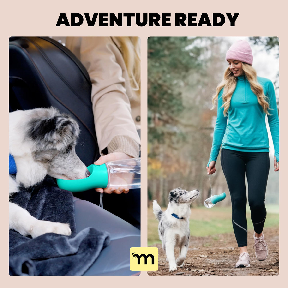 MalsiPree Dog Water Bottle Dispenser - 12 oz Black, Leak-Proof 12oz - Standard