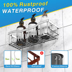 EUDELE Adhesive Shower Caddy, 5 Pack Rustproof Stainless Steel Bath Organizers With Large Capacity, No Drilling Shelves for Bathroom Storage & Home Decor Black