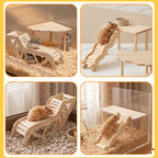 4 Pcs Hamster Platform Set, Wooden Tunnel Ladder Hideout Play House for Pet