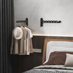 Wall Mounted Clothes Hanger Rack Foldable for Laundry Drying Rack Black Long 2P