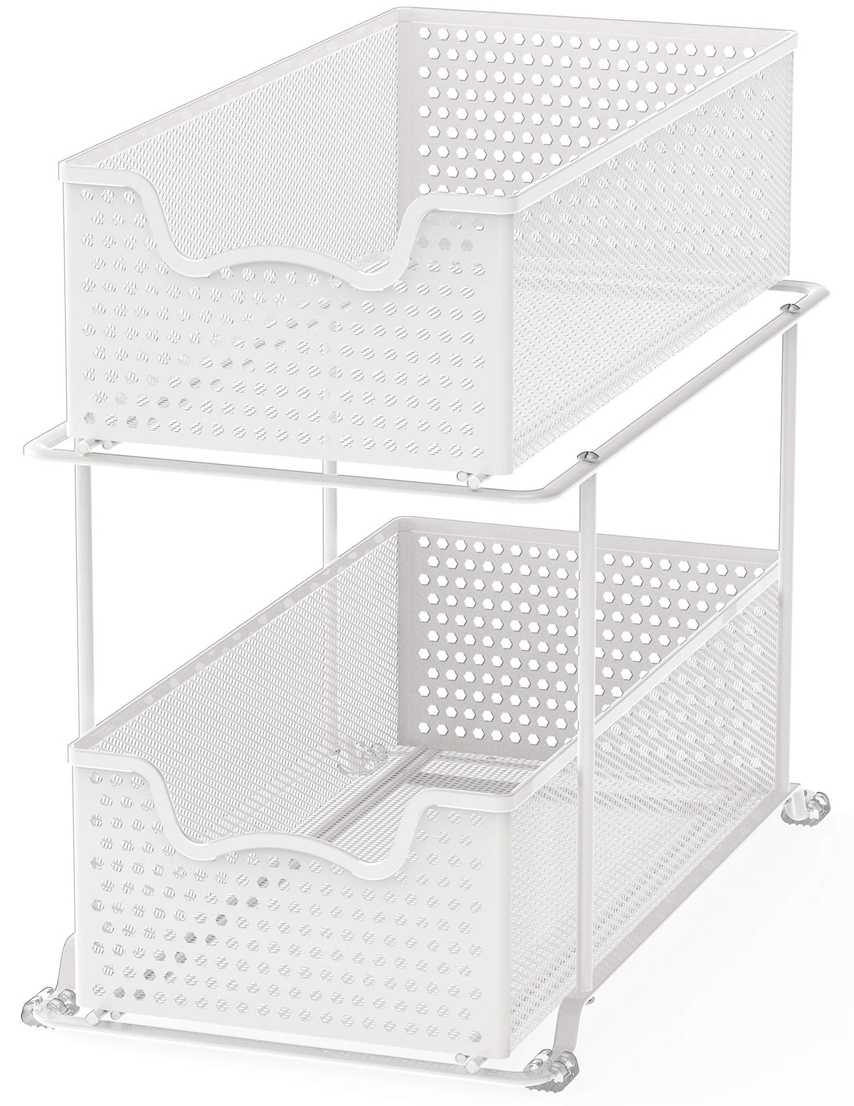 Simple Houseware 2 Tier Sliding Cabinet Basket Organizer Drawer, White