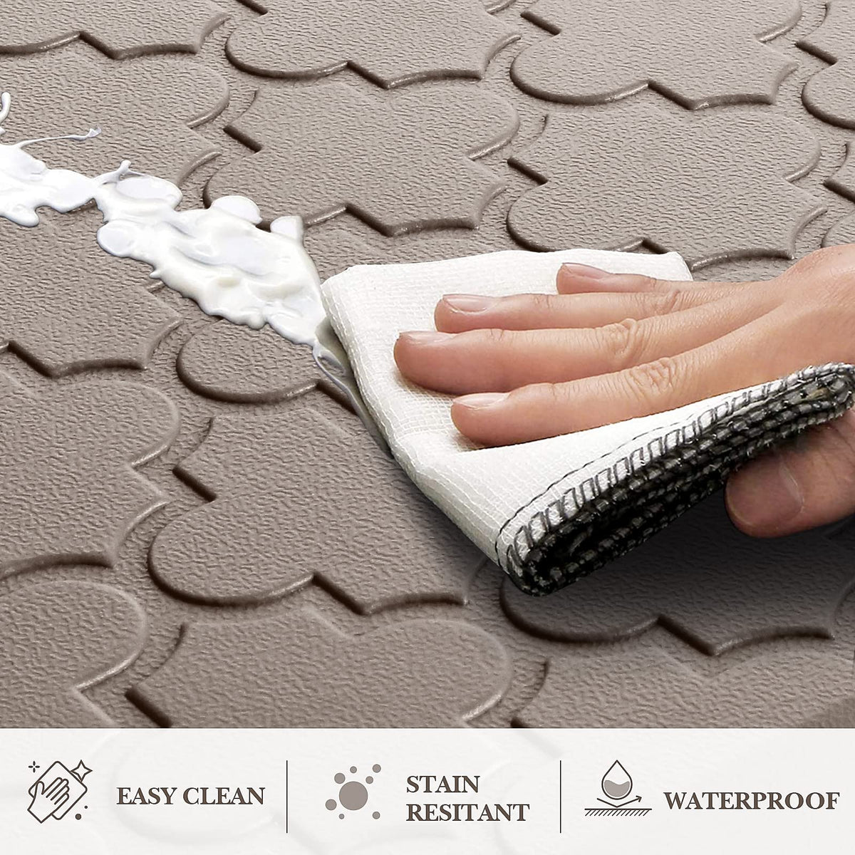 Kitchen Mat 2 PCS Cushioned Anti-Fatigue Floor Mat Standing Mat for Kitchen Stylish Grey 17.3"x29"+17.3"x47"