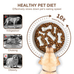 Ceramic Slow Feeder Dog Bowl, 3 Cup Dog Food or 25oz Water, Slow Eating Bowl for Middle Breed, Maze Puzzle Feeder for Fast Eaters, Anti-Choking Stop Bloat, Non-Slip BPA Free (White) White