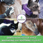 H HandsOn Pet Grooming Gloves - Patented #1 Ranked, Award Winning Shedding, Bathing, & Hair Remover Gloves - Gentle Brush for Cats, Dogs, and Horses (Mono Purple, Medium)