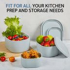 ISSEVE 12Pcs/Set Nesting Silicone Food Storage Containers with Lids Blue