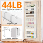 Over The Door Organizer - Over Door Storage Organizer with 5 Large Pockets & 10 Mesh Side Compartments - Heavy-Duty Hanging Storage for Bathroom, Bedroom & Closet - Baby Room Organize - Grey