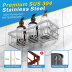 EUDELE Adhesive Shower Caddy, 5 Pack Rustproof Stainless Steel Bath Organizers With Large Capacity, No Drilling Shelves for Bathroom Storage & Home Decor Black