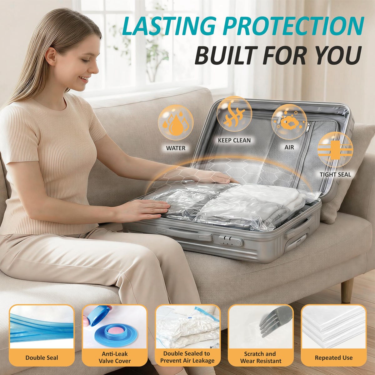 12 Jumbo Vacuum Storage Bags for Blankets & Bedding, Space Saver Bags 12 Jumbo
