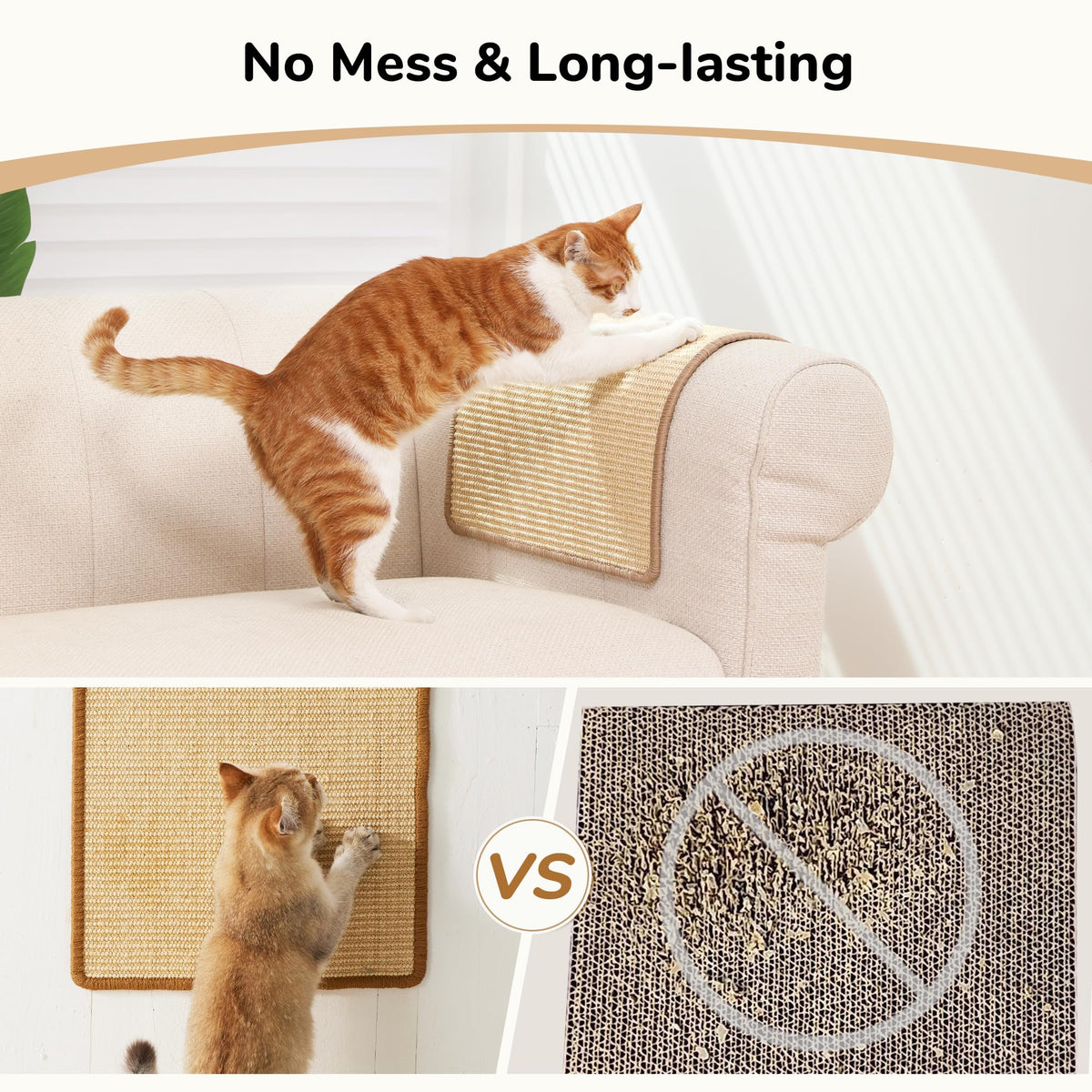 FUKUMARU 2 Packs Cat Scratching Mat, 23.6 x 15.7 Inch Scratcher Pad