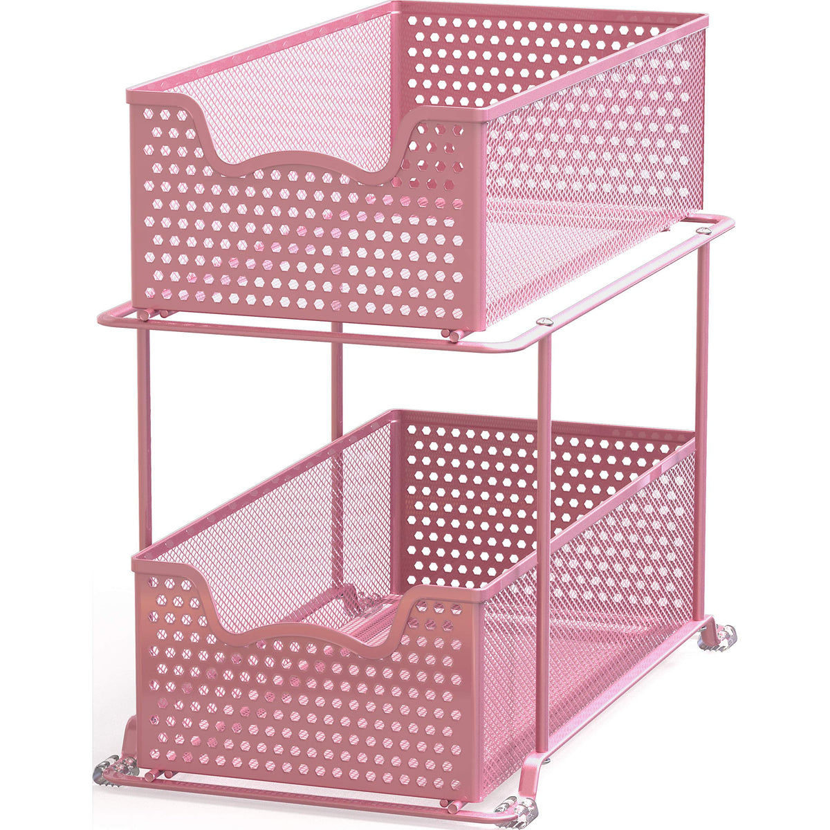 Simple Houseware 2 Tier Sliding Cabinet Basket Organizer Drawer, White