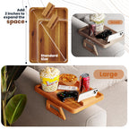 TINAMO Sofa Arm Tray with 360° Phone Holder, Clip-On Tray, Walnut Finish 13.8" x 9.5" x 1"