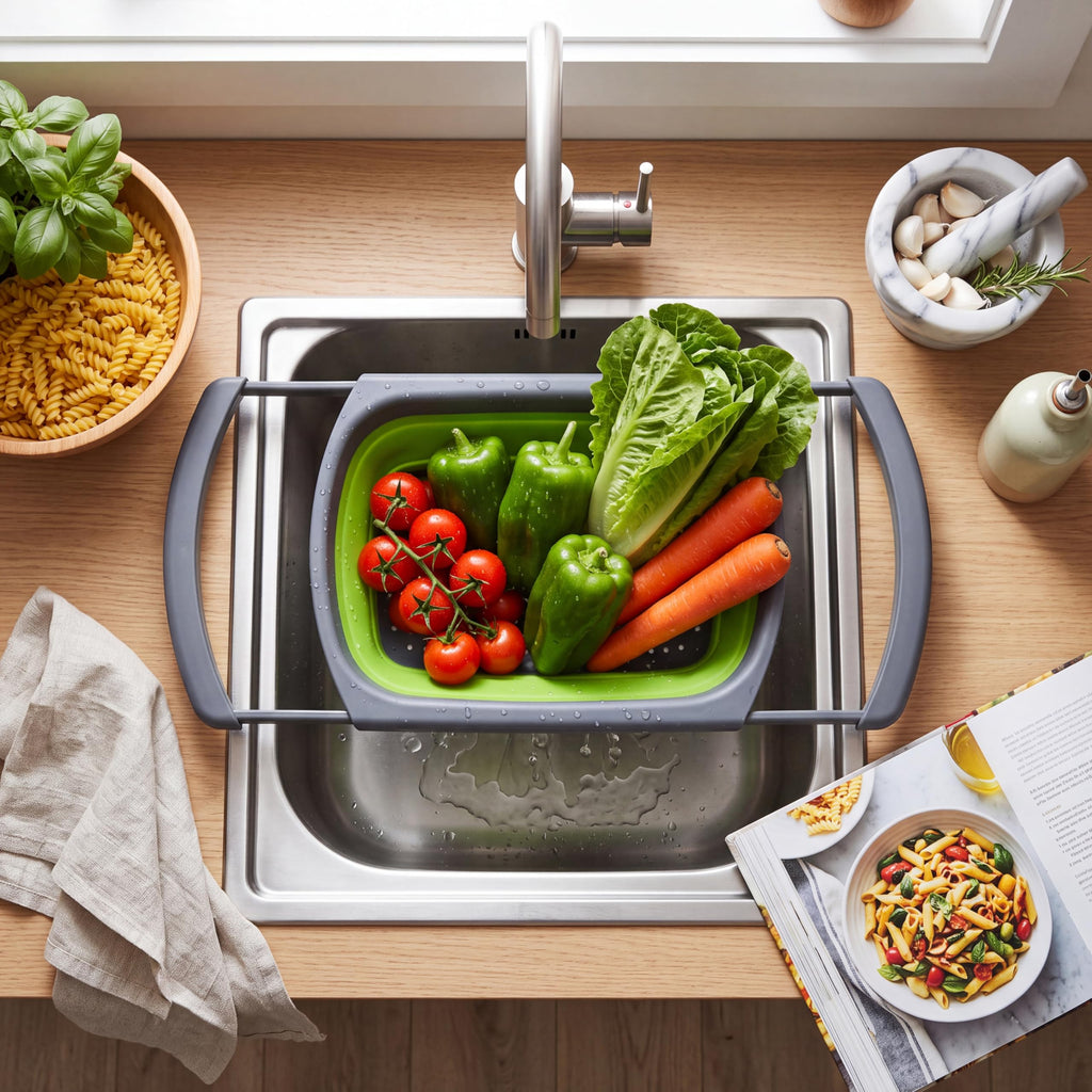 Qimh Colander collapsible, Strainer Over The Sink Vegetable Fruit...