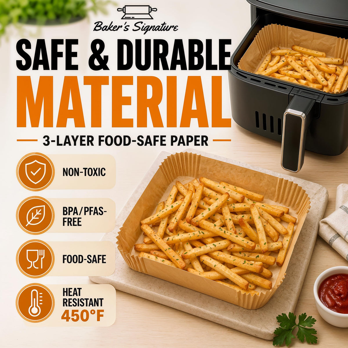 500Pcs Air Fryer Liners Disposable 8" Square 500