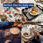 Food Trays for Eating on Couch - 2 Pack - Non Slip Dinner Trays for Eating Set of 2 Non Slip Serving Tray and Food Tray with Handles (Black & White) Black and White - 2 Pack