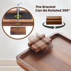 TINAMO Sofa Arm Tray with 360° Phone Holder, Clip-On Tray, Walnut Finish 13.8" x 9.5" x 1"