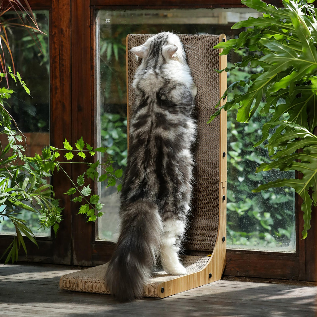 FUKUMARU Cat Scratcher, 26.8 Inch L Shaped Scratch Pad for Indoor Cats