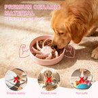 Ceramic Slow Feeder Dog Bowl, 3 Cup Dog Food or 25oz Water, Slow Eating Bowl for Middle Breed, Maze Puzzle Feeder for Fast Eaters, Anti-Choking Stop Bloat, Non-Slip BPA Free (White) White
