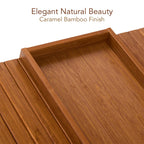 DETOR Couch Arm Tray with Spacious 12.4" x 5.4" Storage Box, Walnut Bamboo Finish, Enhanced Non-Slip Felt Bottom, Sturdy Bamboo Slats, Fits Armrests 6" and Wider