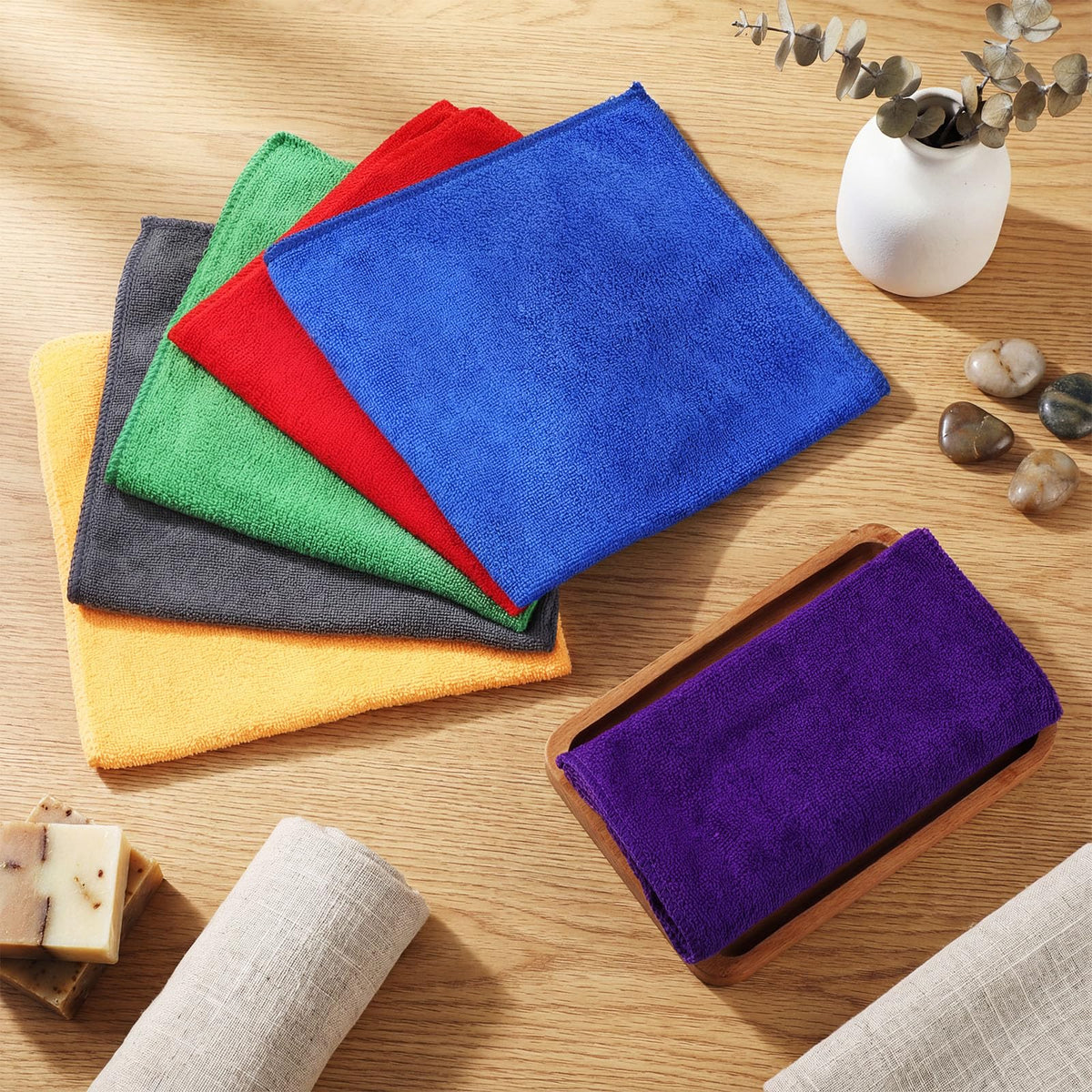Nuenen Car Microfiber Clean Cloths, Purple, 16 x 16 Inch, 60 Pcs 16 x 16 inches