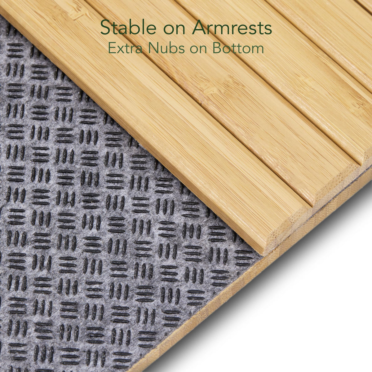 DETOR Couch Arm Tray with Spacious 12.4" x 5.4" Storage Box, Walnut Bamboo Finish, Enhanced Non-Slip Felt Bottom, Sturdy Bamboo Slats, Fits Armrests 6" and Wider