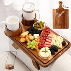 Acacia Couch Arm Table with Charcuterie Board,15.7" x 9.8"