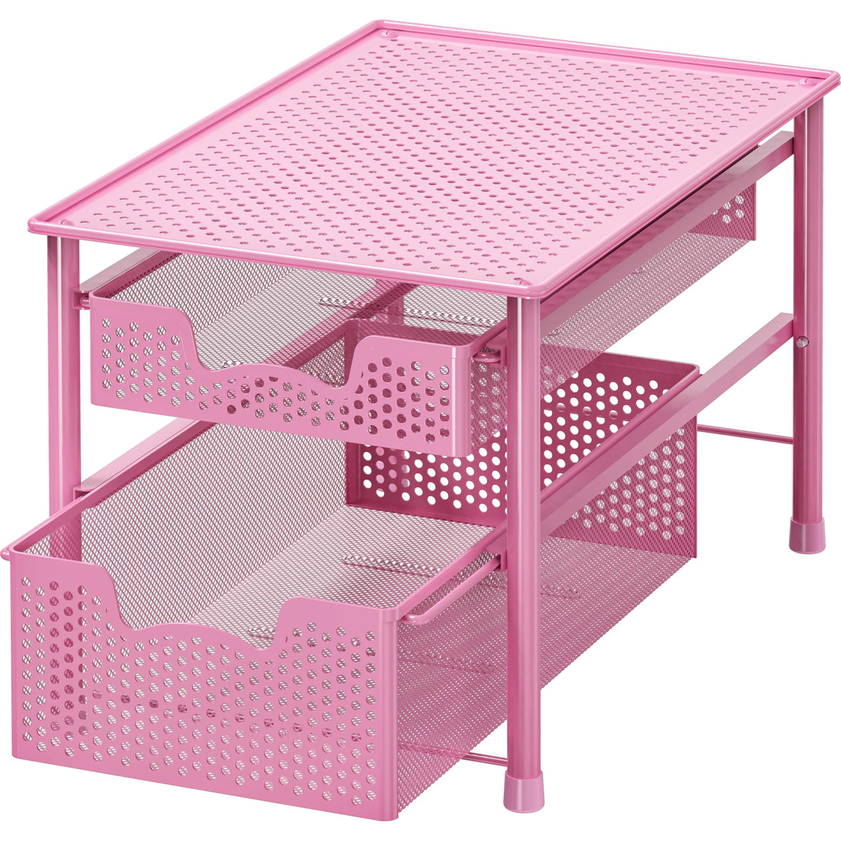 Simple Houseware Stackable 2 Tier Sliding Basket Organizer Drawer, White