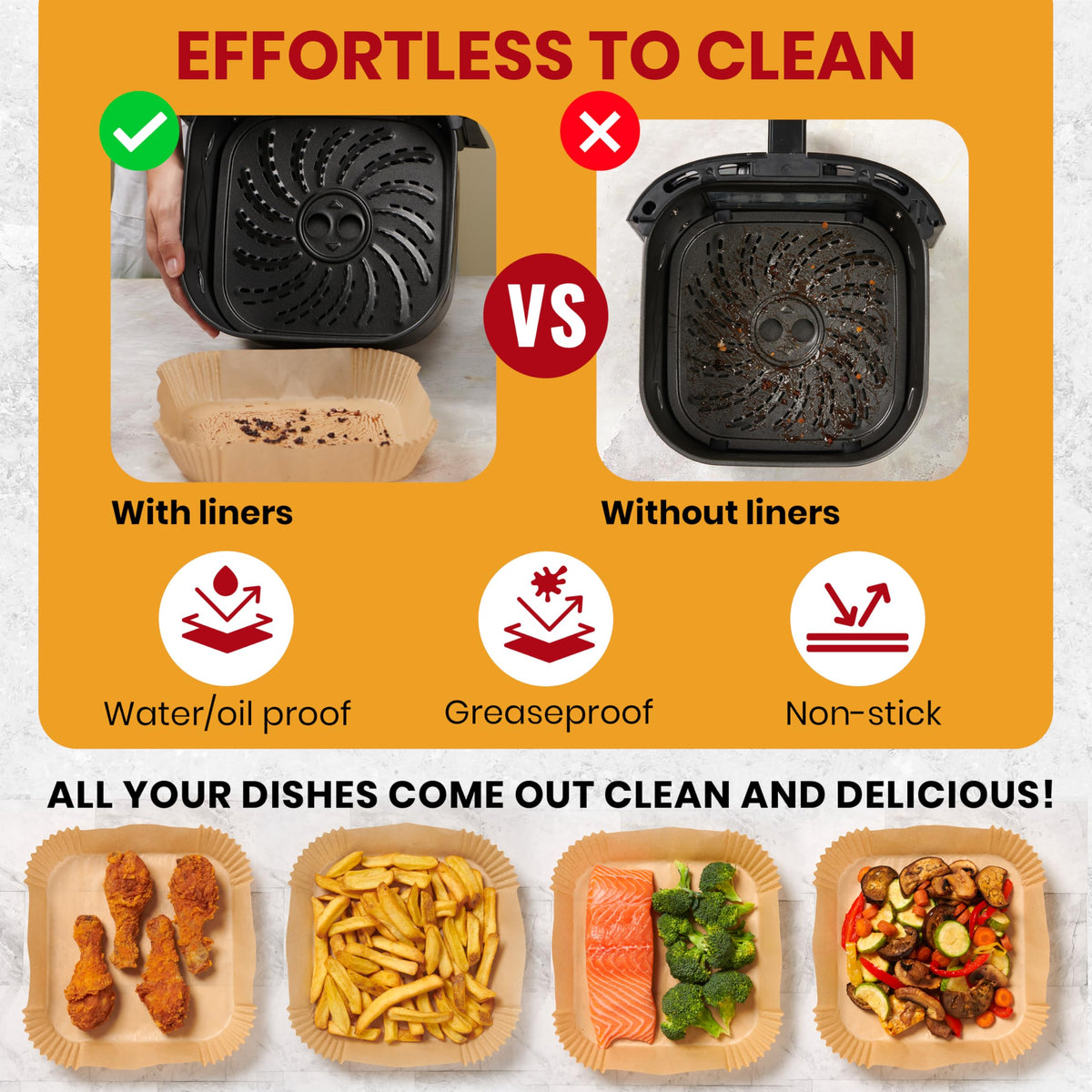 500Pcs Air Fryer Liners Disposable 8" Square 500