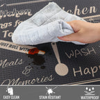 Floral Kitchen Mat Sets 2PCS Non Skid Waterproof Kitchen Rugs and Runner Sets Cushioned Anti-Fatigue Comfort Mat for Home,Office Memory Foam Kitchen Rug, 17.3"x30"+17.3"x47", Black/Pink 17"x30"+17"x47"--0.4 inches
