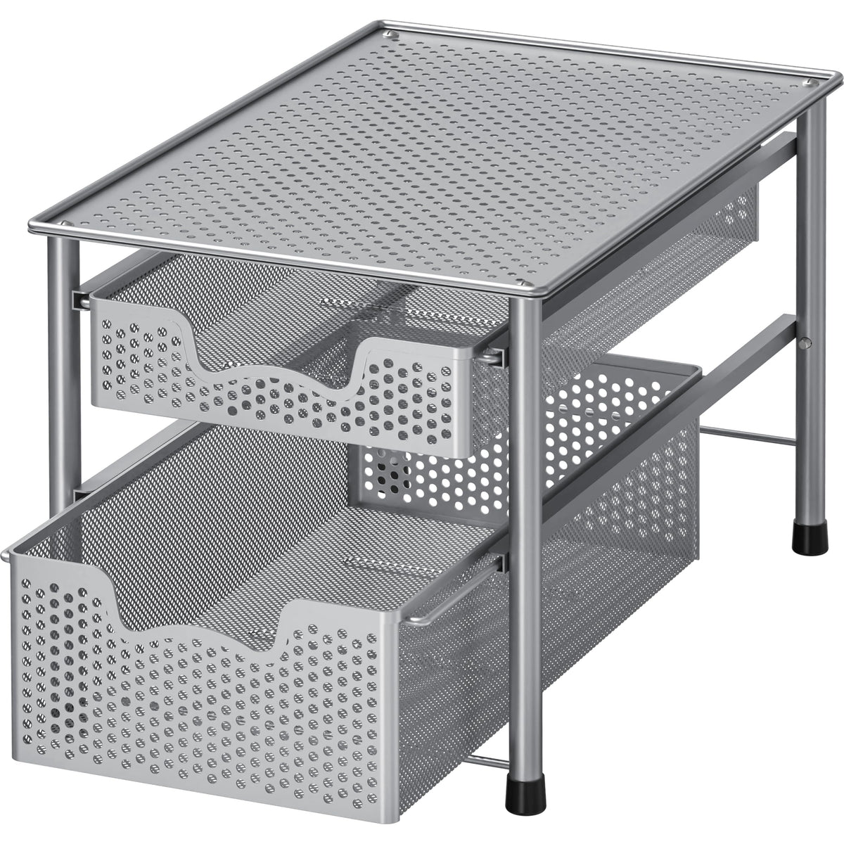 Simple Houseware Stackable 2 Tier Sliding Basket Organizer Drawer, White