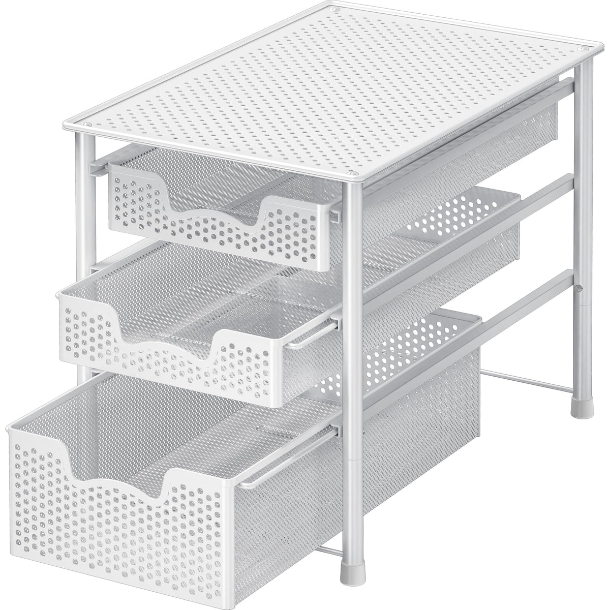 Simple Houseware Stackable 2 Tier Sliding Basket Organizer Drawer, White