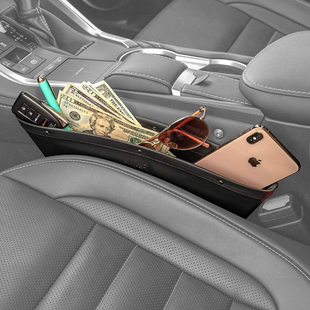 Lusso Gear Car Seat Gap Organizer - Pack of 2 - Prevents Items Falling &...