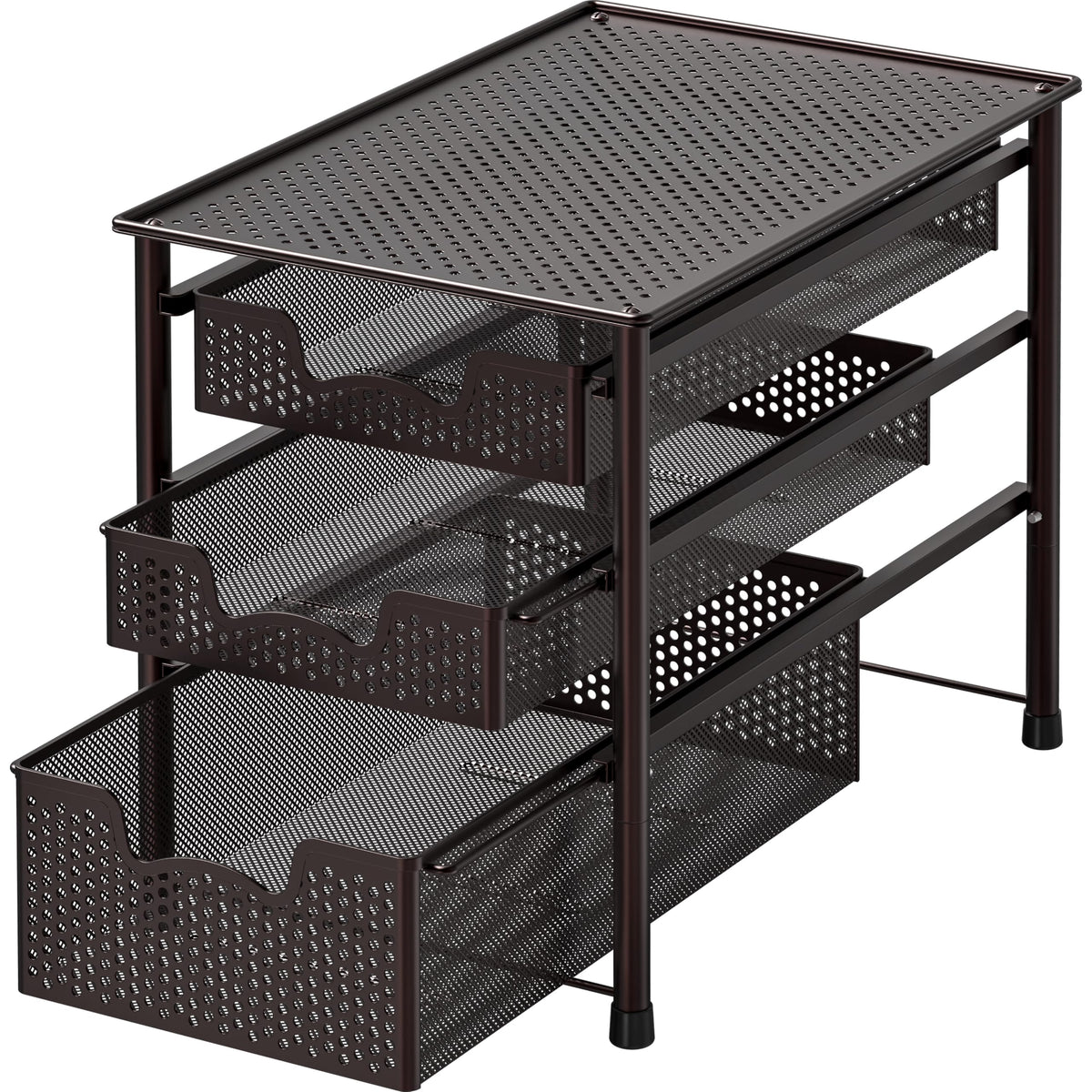Simple Houseware Stackable 2 Tier Sliding Basket Organizer Drawer, White