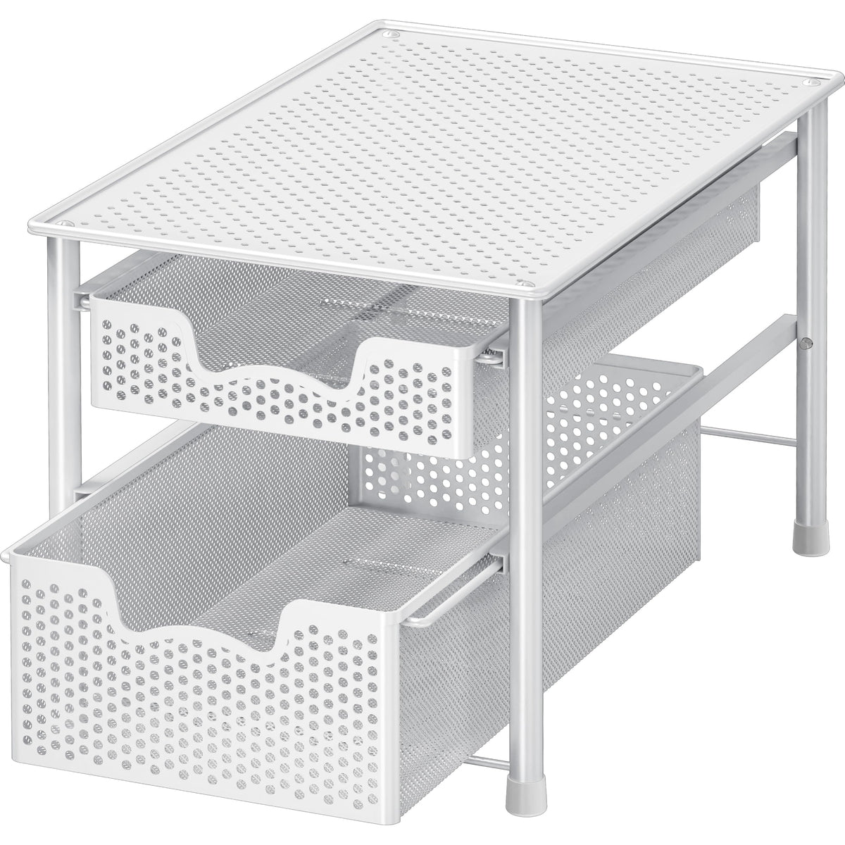 Simple Houseware Stackable 2 Tier Sliding Basket Organizer Drawer, White