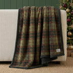 Nordic Plaid Green Sherpa Throw Blanket for Bed and Couch