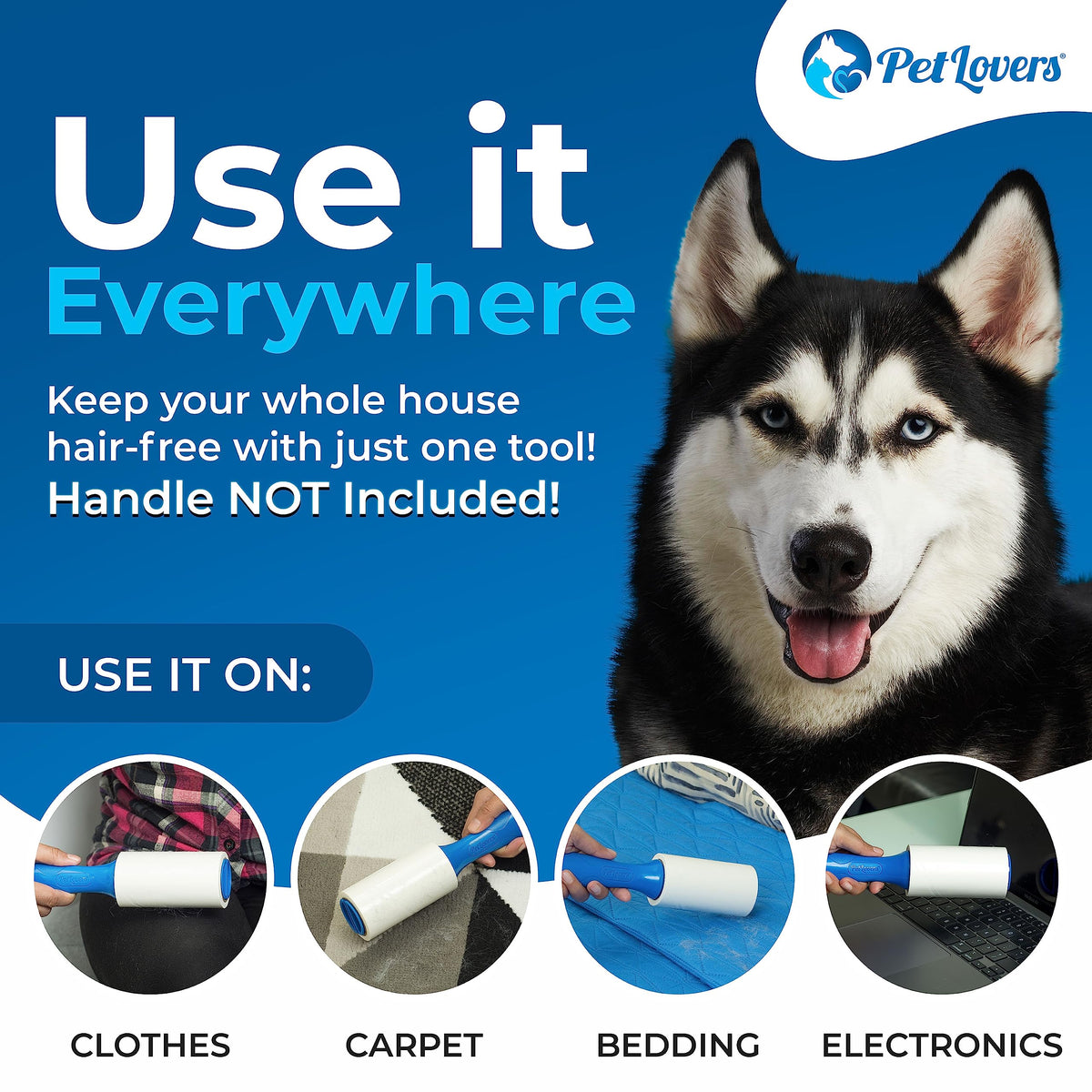 PetLovers Large Lint Roller with 3 Refills – 360 Total Sheets for Tackling Pet Hair, Extra Large Floor and Carpet Roller for Homes with Pets, Perfect for Floors, Furniture, and Loving Pet Owners 4 Pack Floor Roller