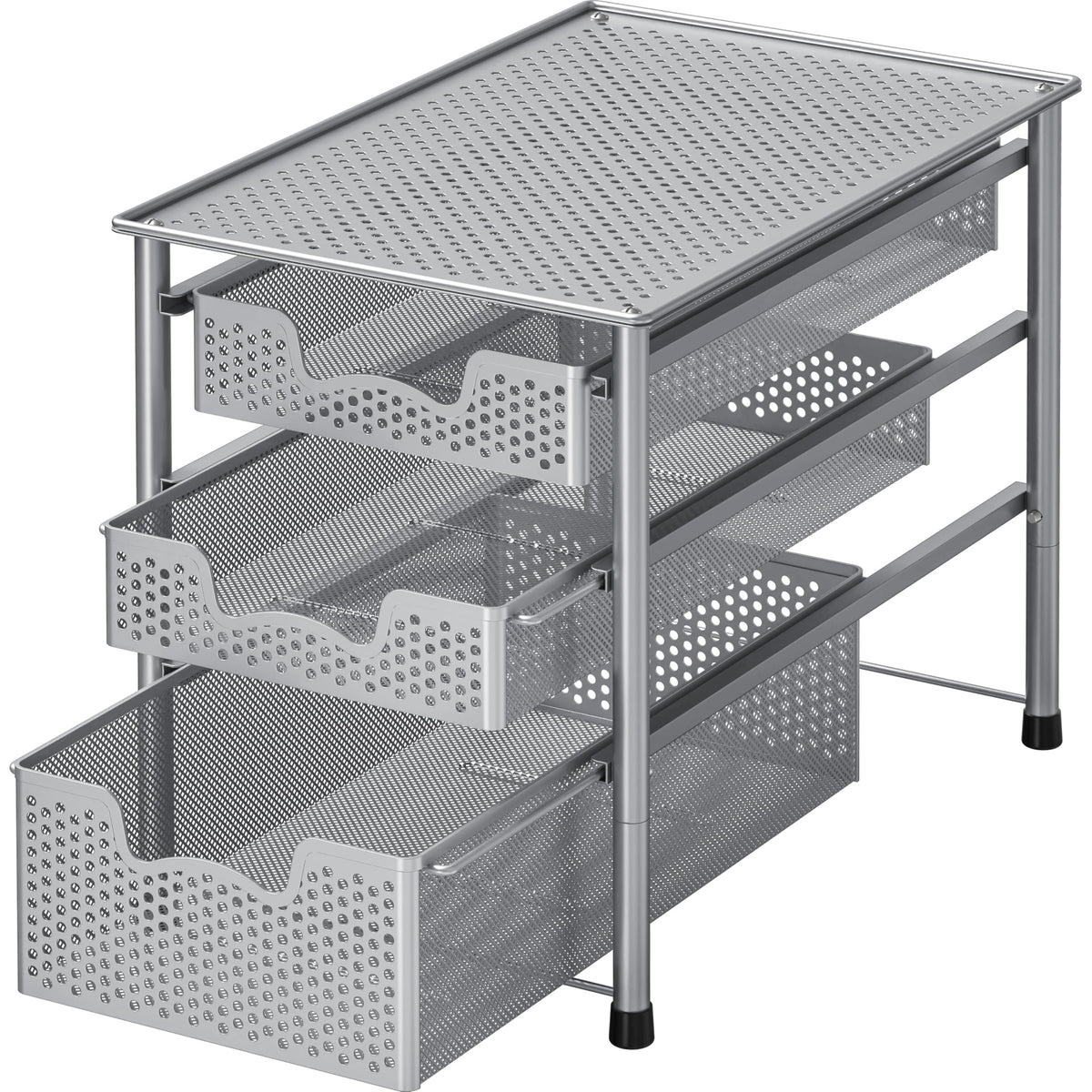 Simple Houseware Stackable 2 Tier Sliding Basket Organizer Drawer, White