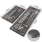 Floral Kitchen Mat Sets 2PCS Non Skid Waterproof Kitchen Rugs and Runner Sets Cushioned Anti-Fatigue Comfort Mat for Home,Office Memory Foam Kitchen Rug, 17.3"x30"+17.3"x47", Black/Pink 17"x30"+17"x47"--0.4 inches